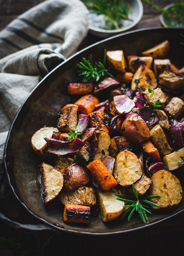 Twin Rocks Roasted Root vegetables with Blackberry Balsamic drizzle